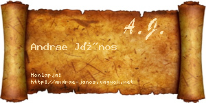 Andrae János névjegykártya